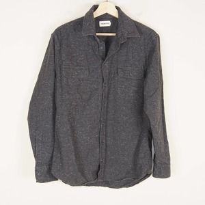 Taylor Stitch Dark Gray Organic Neppy Cotton Flannel Button Shirt Men 42 L